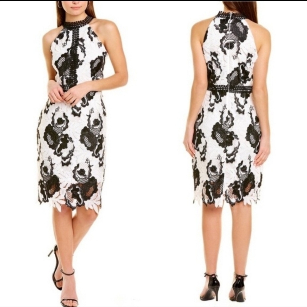 Alexia Admor Women's Celine Lacy Dress size 6 Black & White